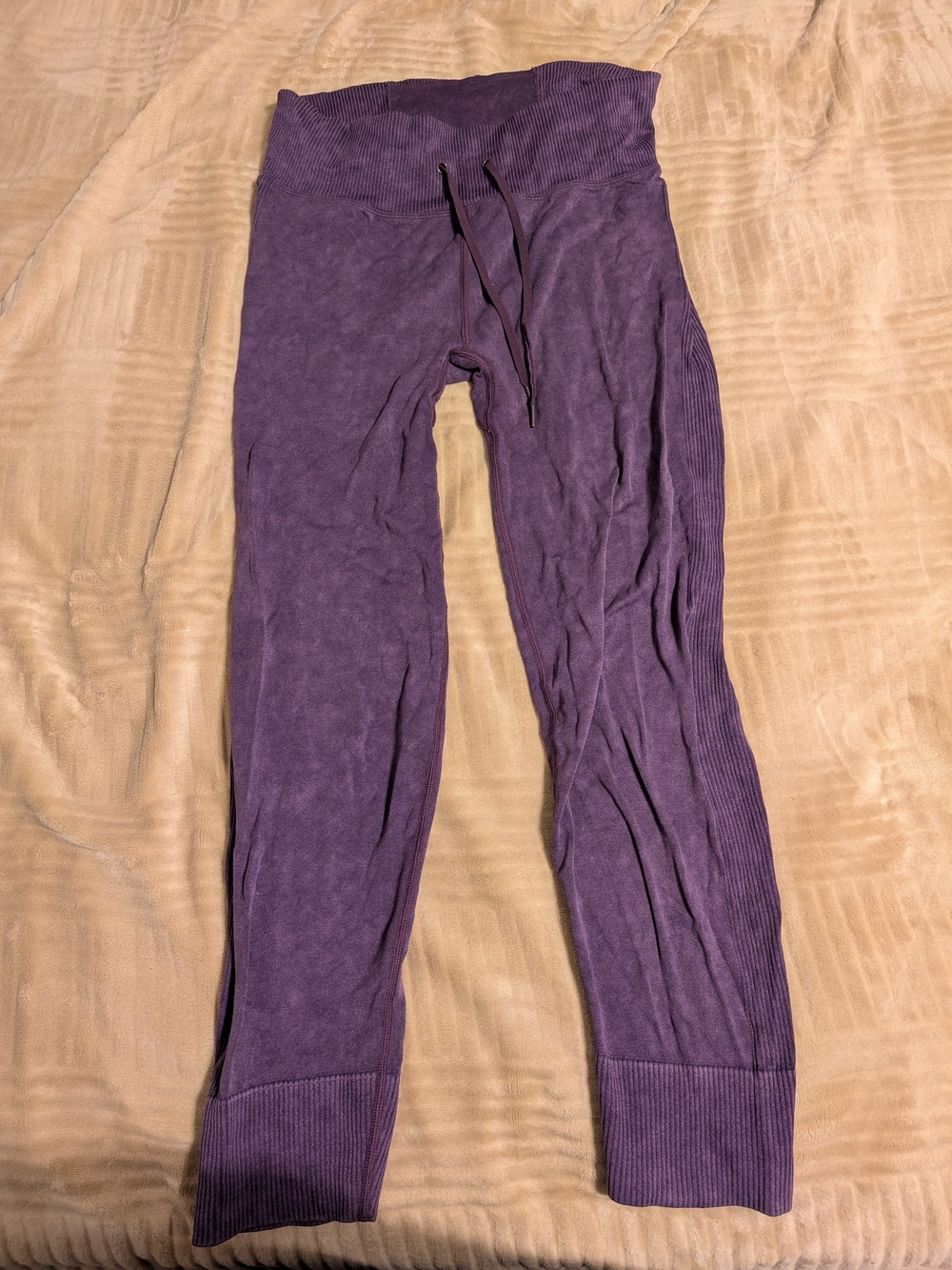 PINK Victoria's Secret Purple Ribbed Drawstring Women's Leggings